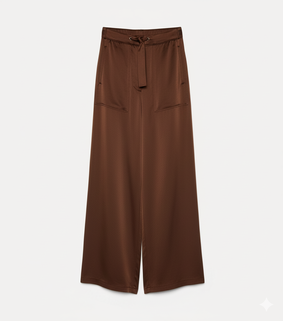 Satin Cargo Pants Chocolate Noir
