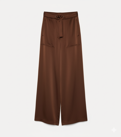 Satin Cargo Pants Chocolate Noir