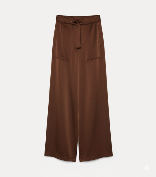 Satin Cargo Pants Chocolate Noir
