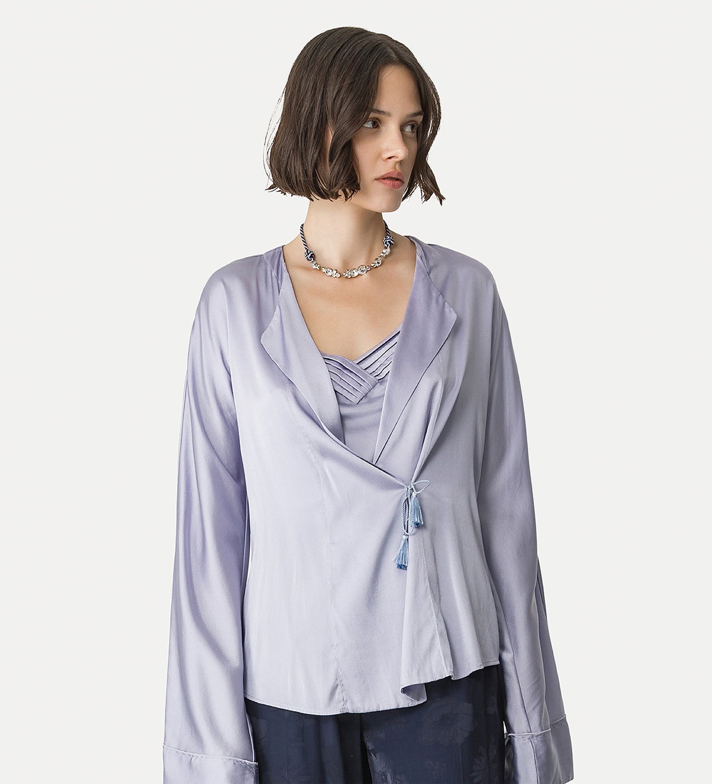 Wrap Silk Shirt Lilac