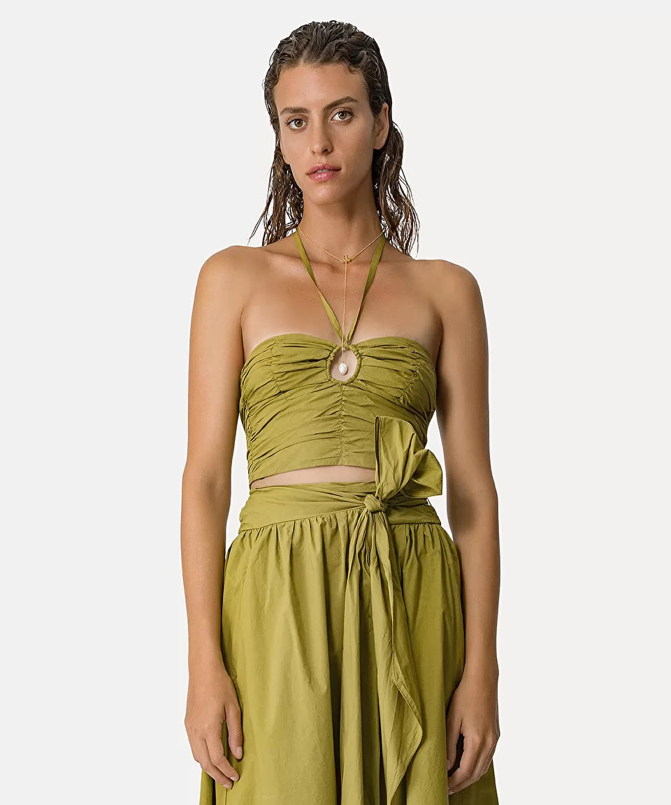 Bustier Top in Cotton Poplin - Khaki