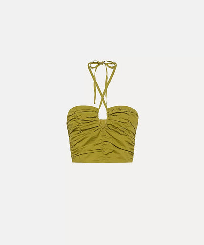 Bustier Top in Cotton Poplin - Khaki