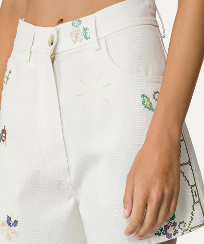 Embroidered Eden Shorts - Paradise