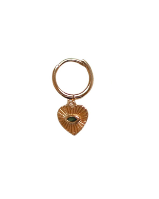 Green Heart Single Earring