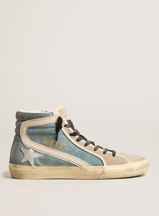 Slide Suede Sneakers - Smoke Blue/ Beige/ Silver