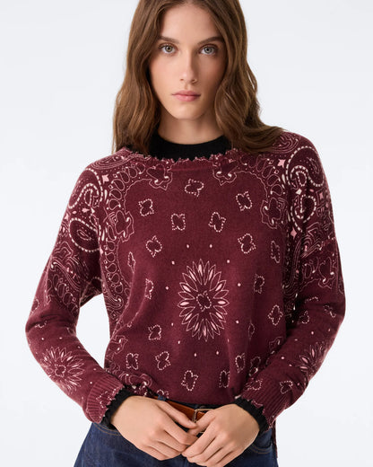 Mela Bandana Bicolor Sweater Burgundy