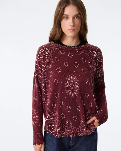 Mela Bandana Bicolor Sweater Burgundy