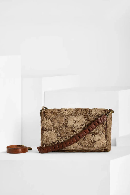 Ravina Raffia Baguette Bag Dark Tea