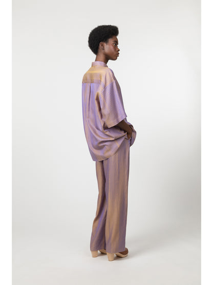 Bath Cotton and Silk jacquard Pants Purple