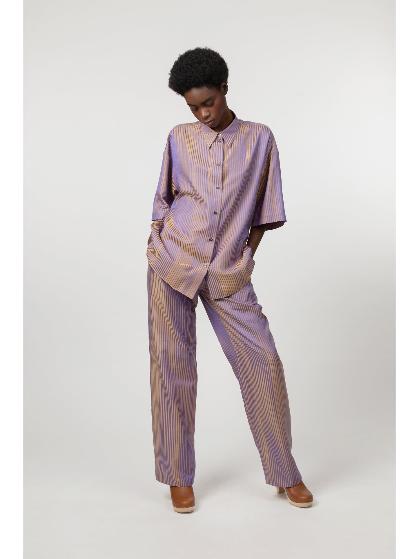 Bath Cotton and Silk jacquard Pants Purple