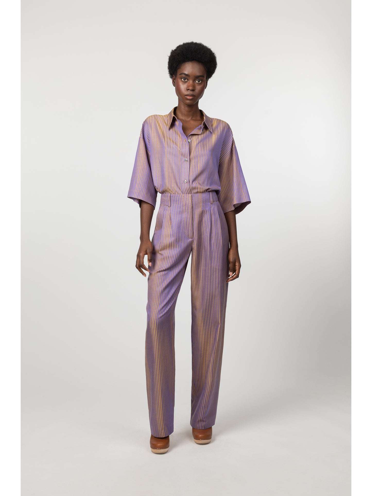 Bath Cotton and Silk jacquard Pants Purple