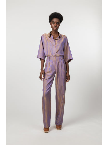 Bath Cotton and Silk jacquard Pants Purple