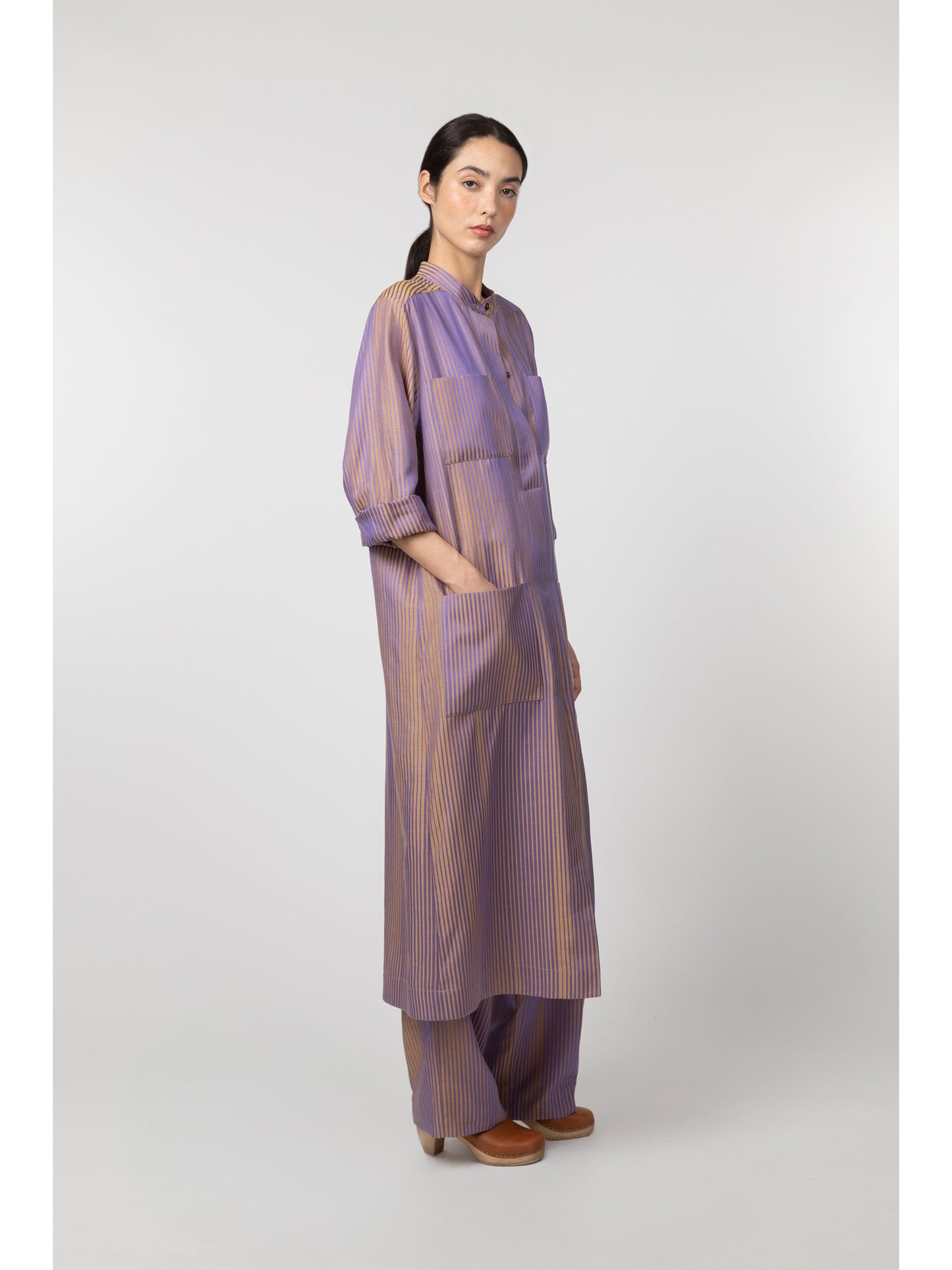 Birmingham Cotton Silk Jacquard Dress Purple