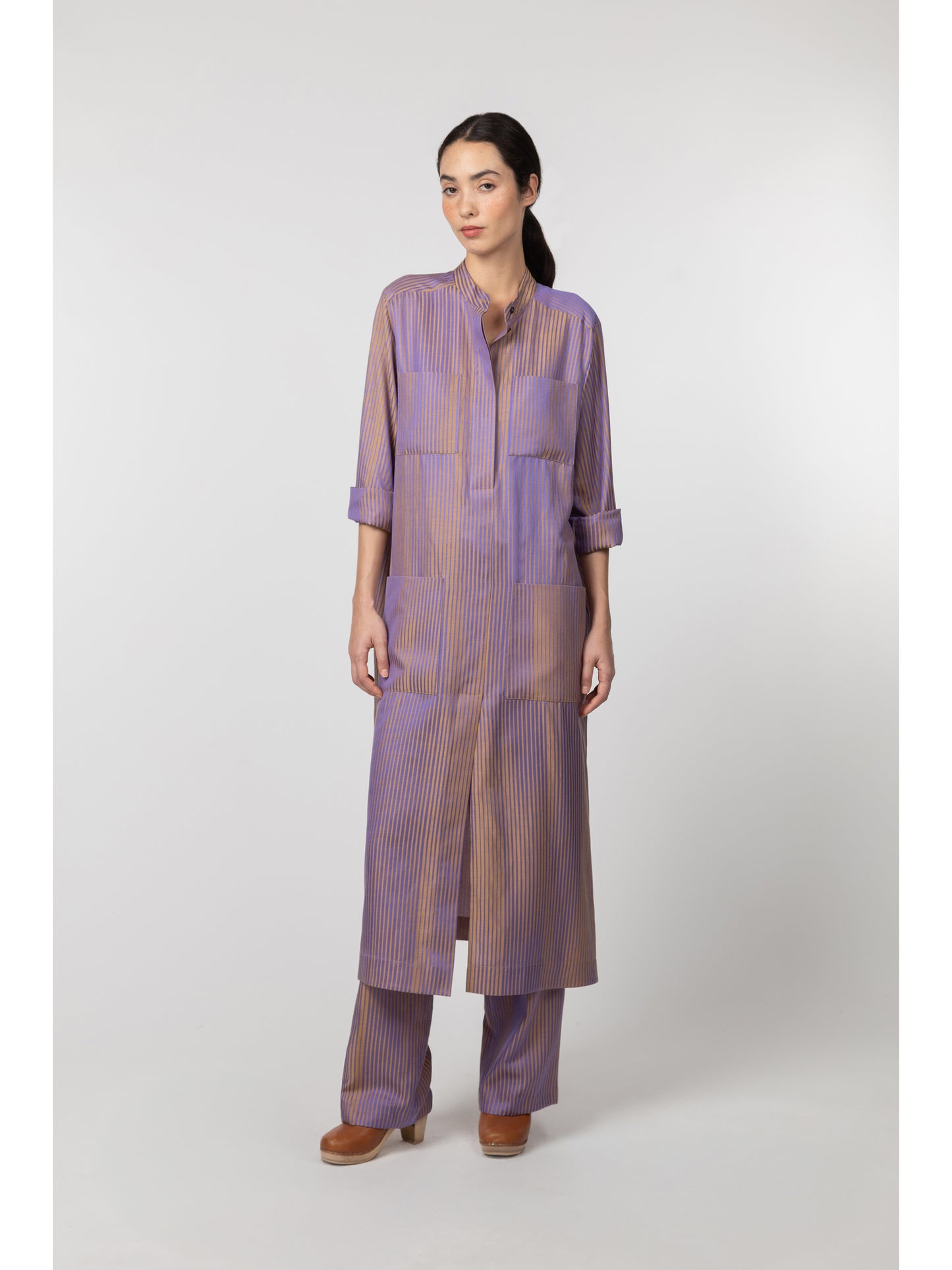 Birmingham Cotton Silk Jacquard Dress Purple