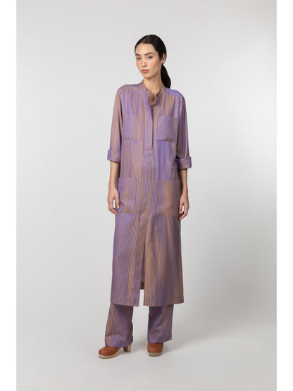 Birmingham Cotton Silk Jacquard Dress Purple