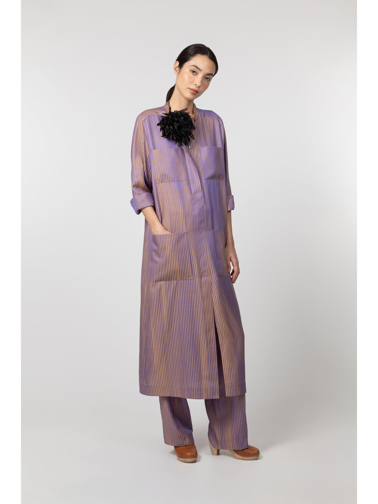 Birmingham Cotton Silk Jacquard Dress Purple