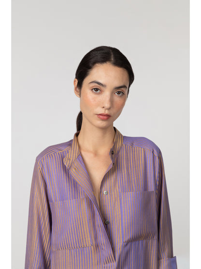 Birmingham Cotton Silk Jacquard Dress Purple