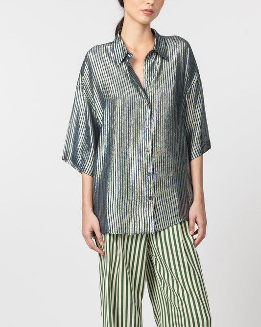 Leeds Striped Shirt Navy Gold