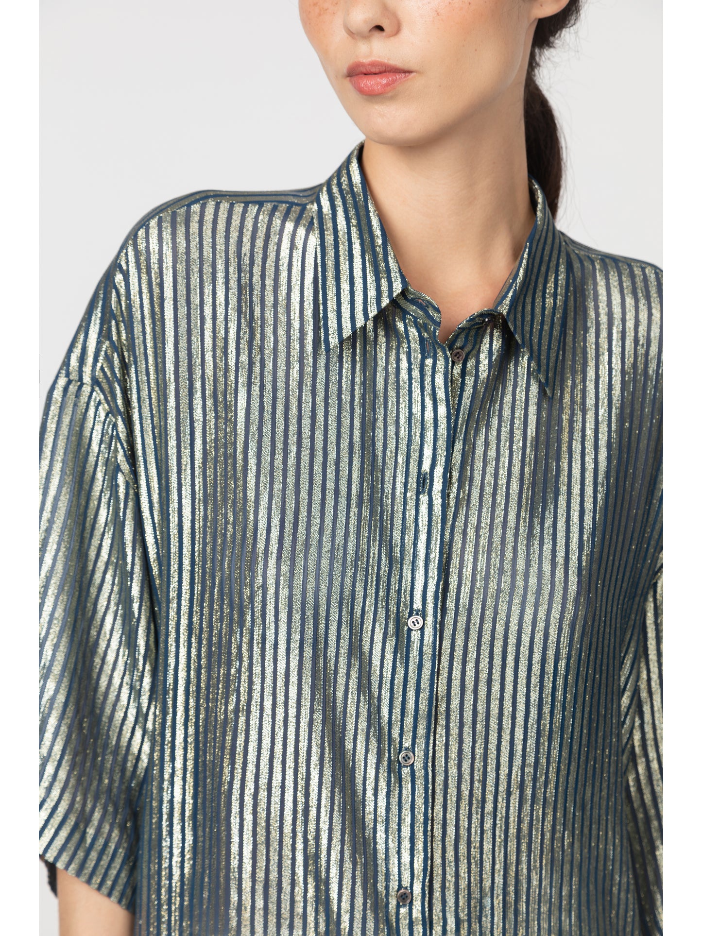 Leeds Striped Shirt Navy Gold