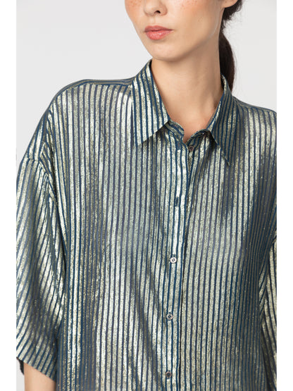 Leeds Striped Shirt Navy Gold