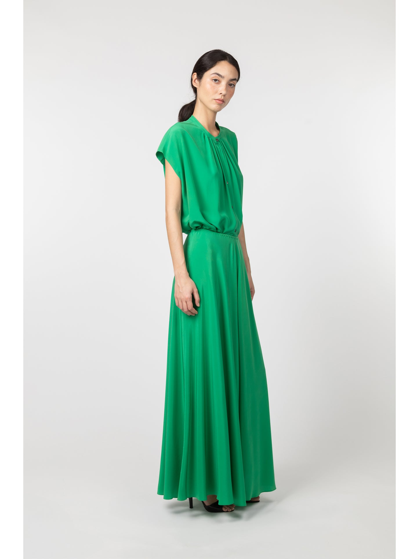 Ludlow Long Crepe Skirt Green