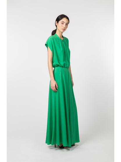 Ludlow Long Crepe Skirt Green