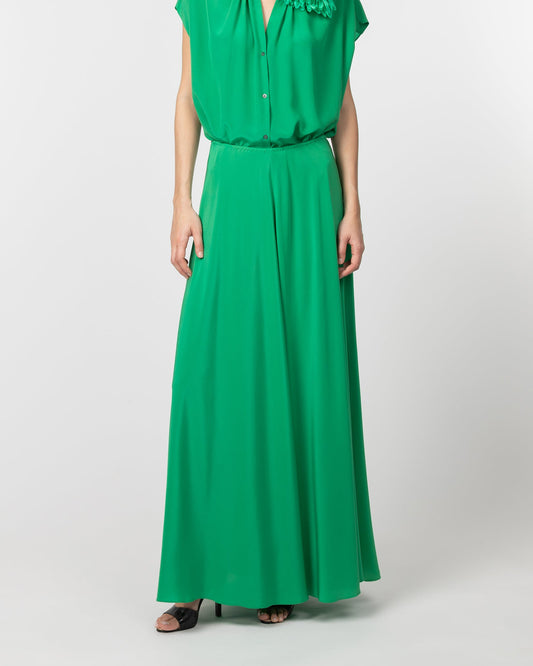 Ludlow Long Crepe Skirt Green