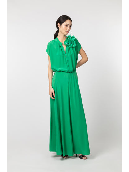 Ludlow Long Crepe Skirt Green