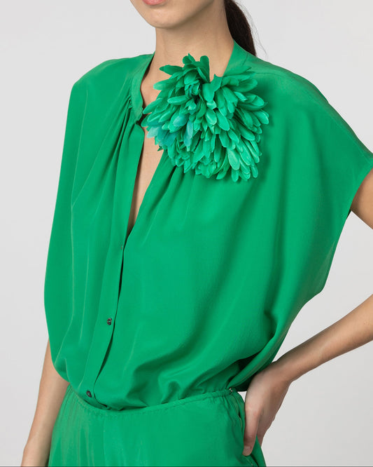 Hexham Silk Crepe Blouse Green
