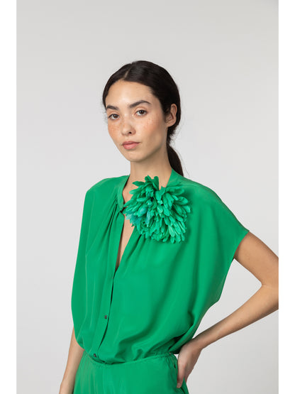 Ludlow Long Crepe Skirt Green