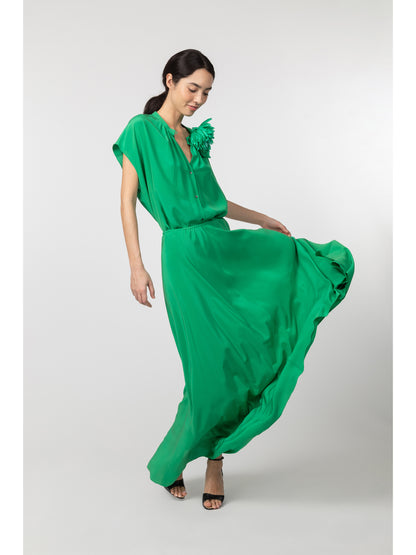 Ludlow Long Crepe Skirt Green
