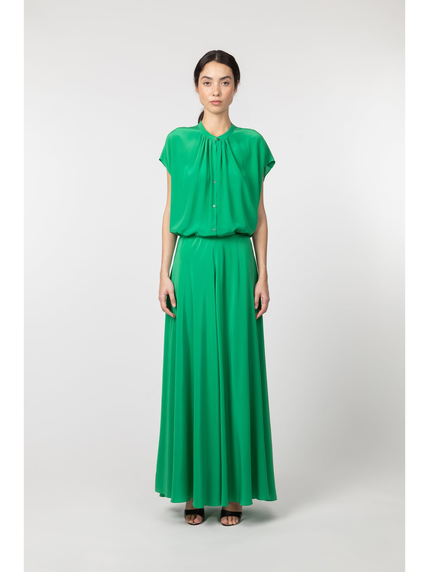 Ludlow Long Crepe Skirt Green