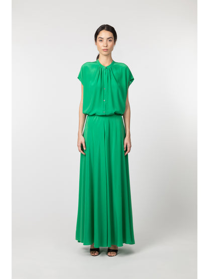 Ludlow Long Crepe Skirt Green