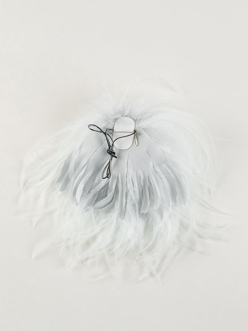 Ostritch Feather Brooch Ice
