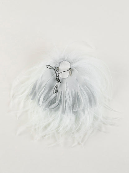 Ostritch Feather Brooch Ice