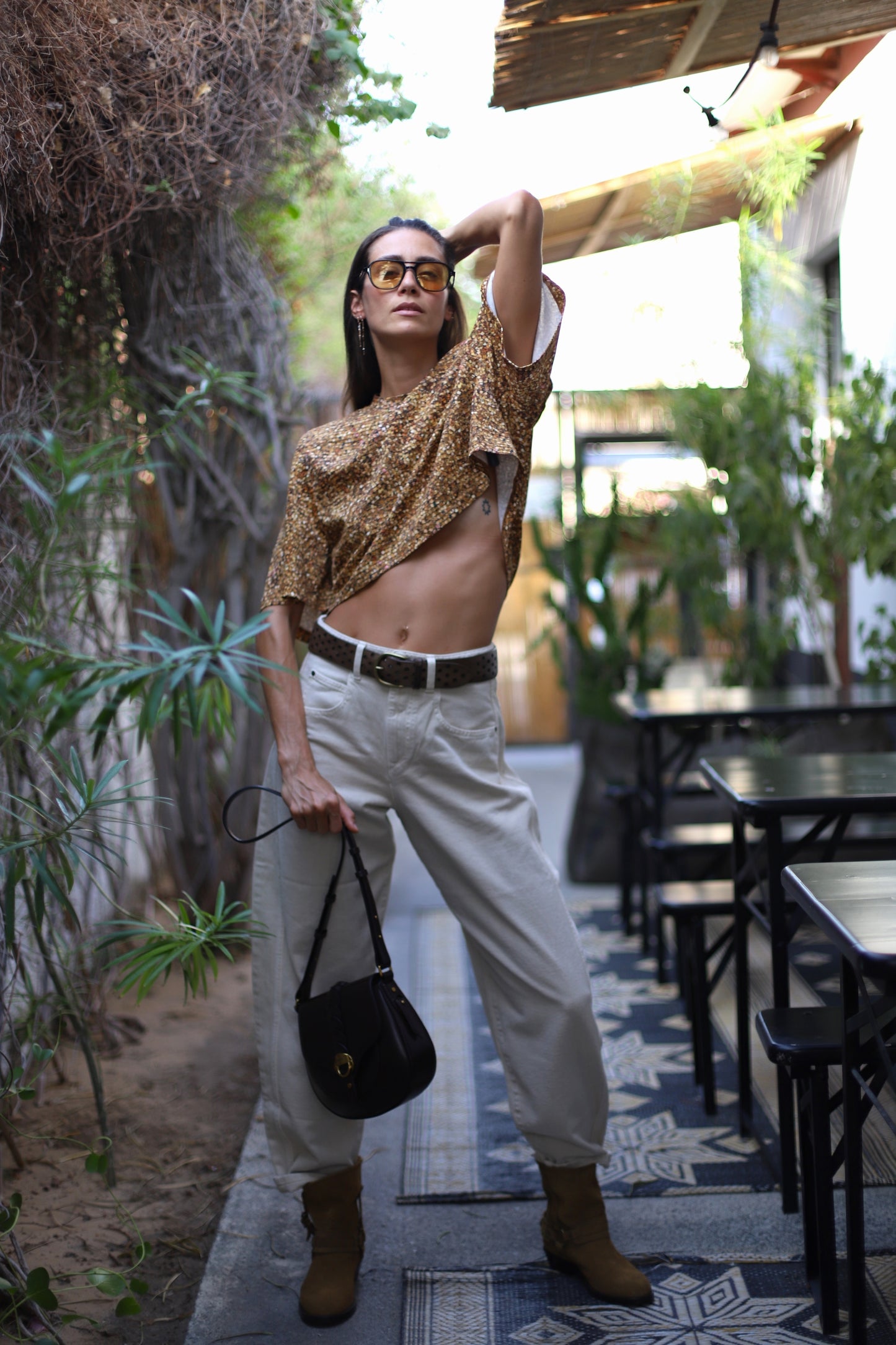 Zaely Crop Tee Ochre