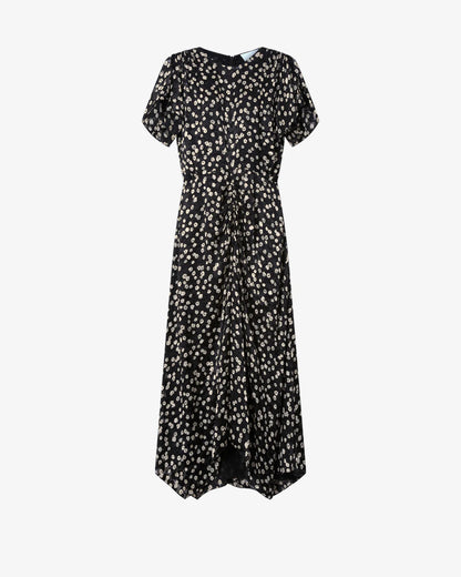 Herva Printed Silk Maxi Dress Black