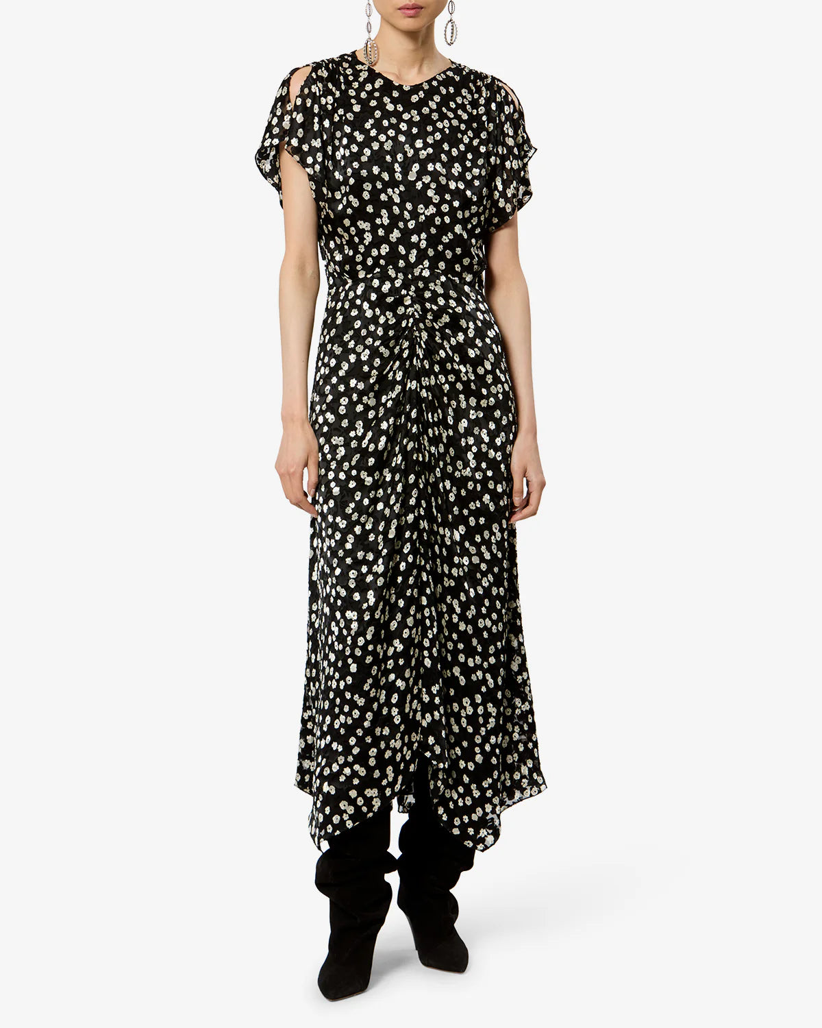 Herva Printed Silk Maxi Dress Black