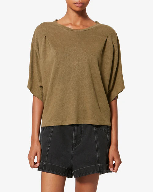 Kyanza Linen T-shirt Dark Khaki