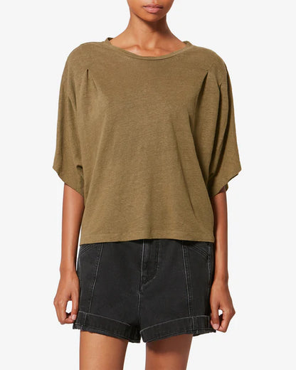Kyanza Linen T-shirt Dark Khaki