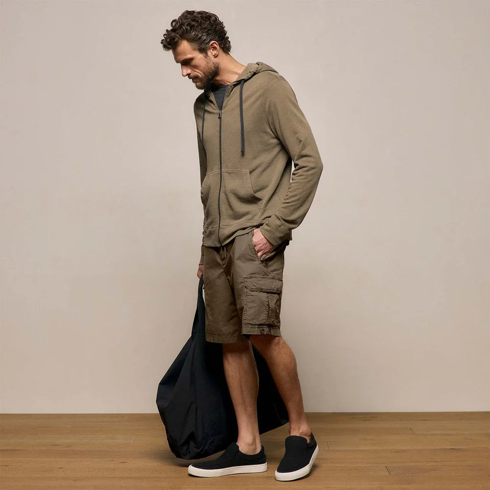Vintage French Terry Zip Hoodie Light Olive