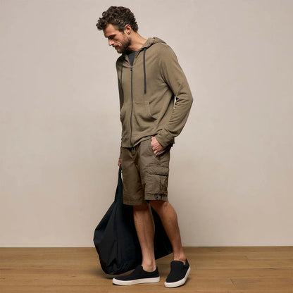 Men Vintage French Terry Zip Hoodie Light Olive
