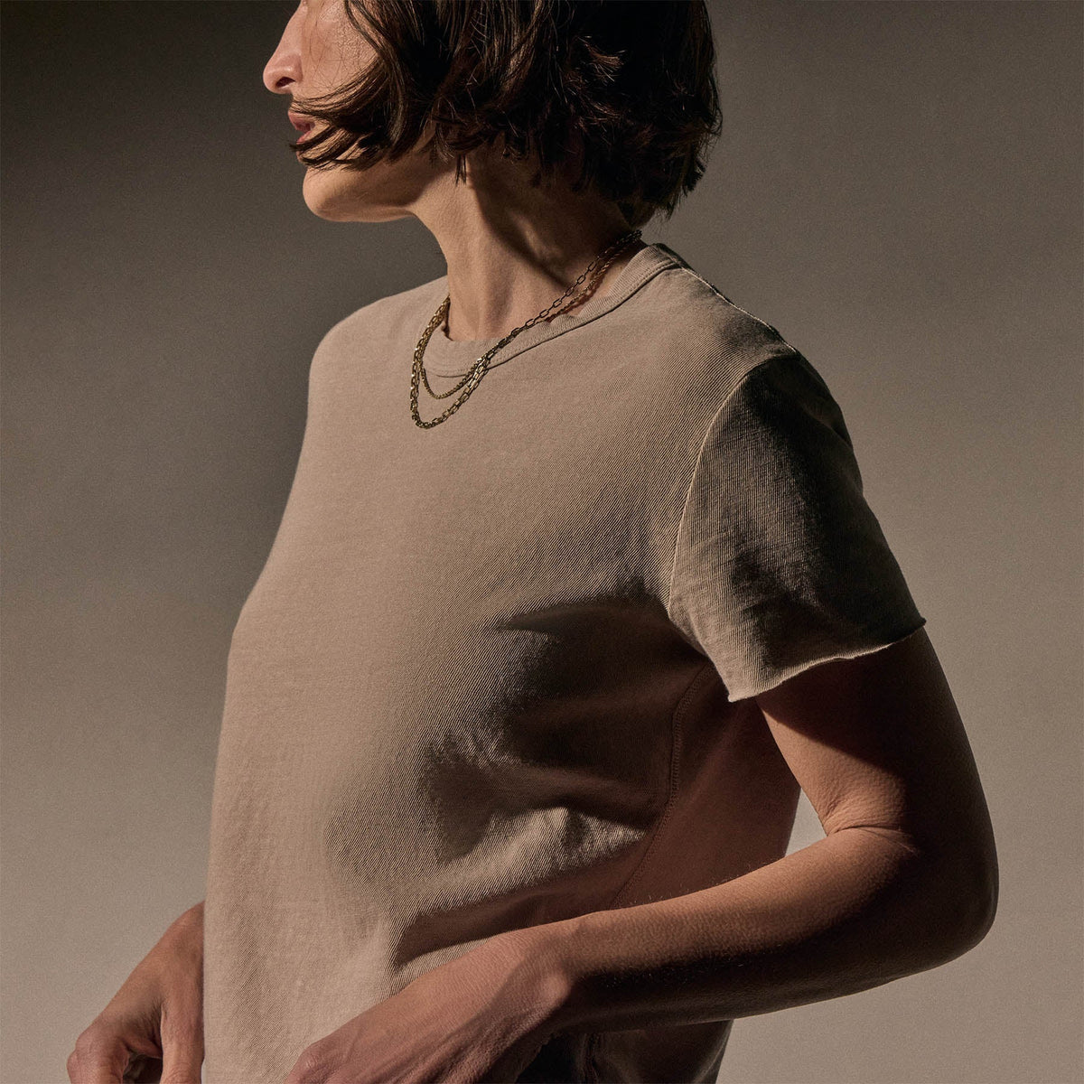 Slub Jersey Shrunken Tee Stone