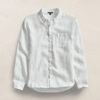 Classic Pocket Linen Shirt White