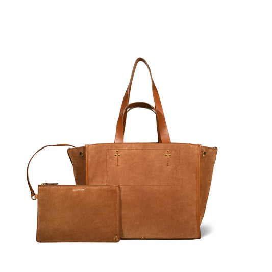 Léon Bag M Split Suede Caramel