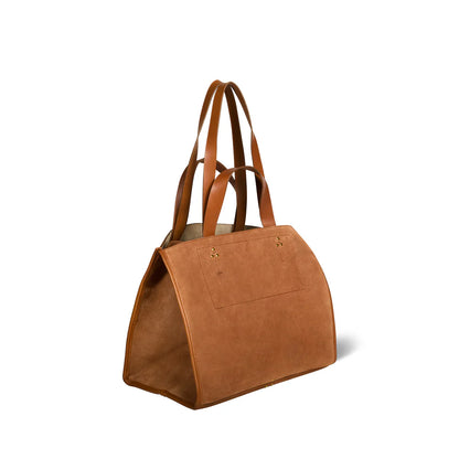 Léon Bag M Split Suede Caramel