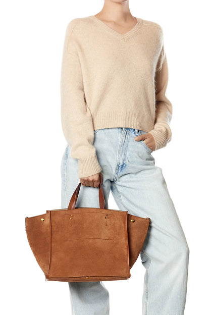 Léon Bag M Split Suede Caramel
