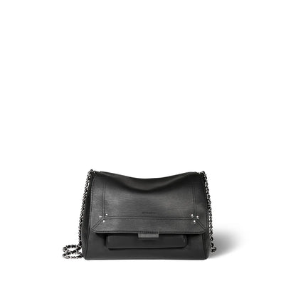 Lulu Bag M Noir Silver Calfskin