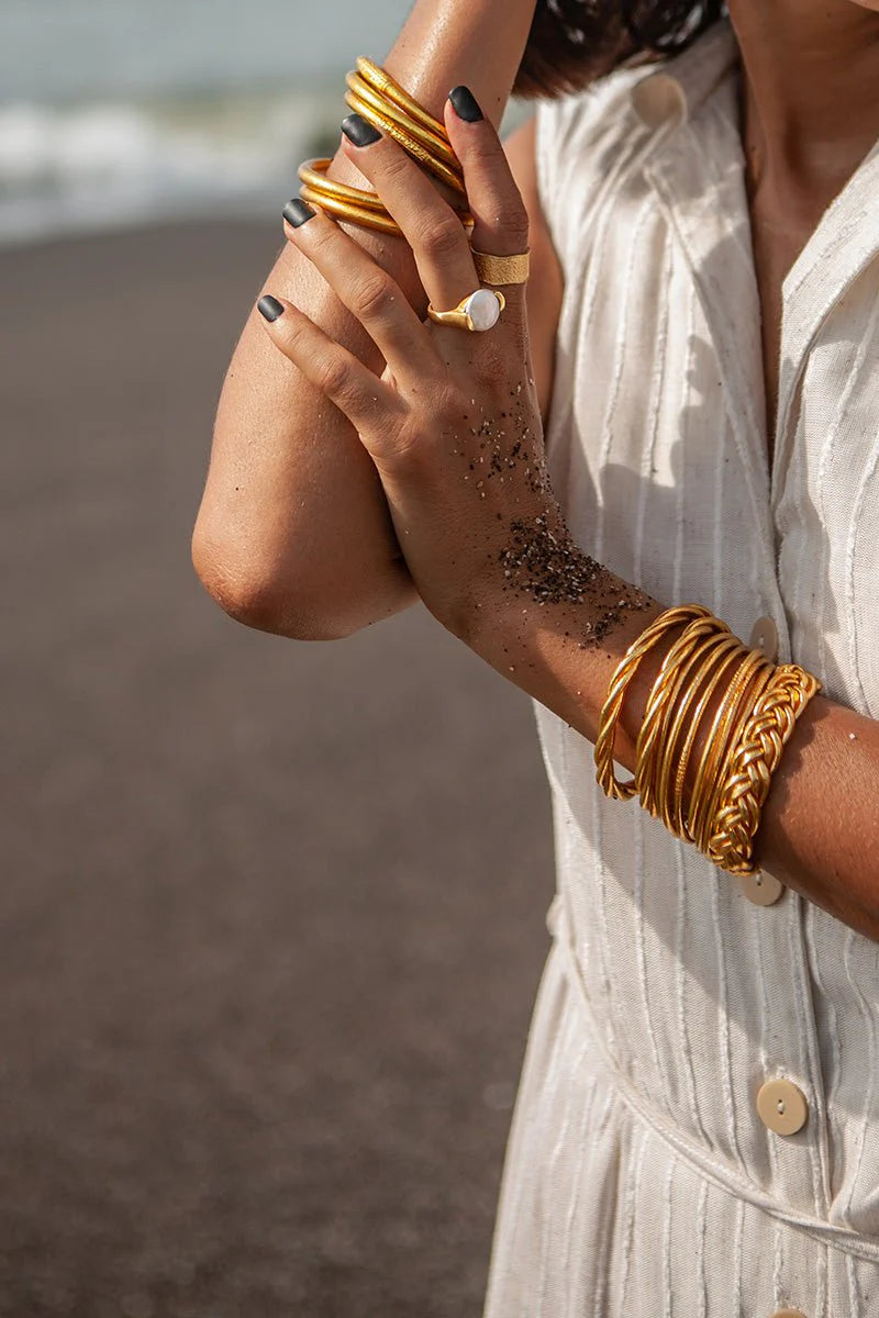 Gold Kumali Mantra Thick Bracelet