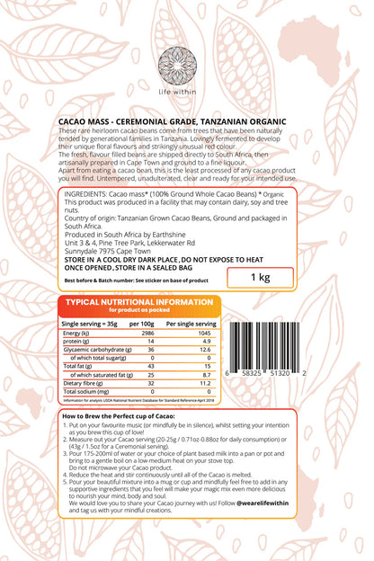 100% Ceremonial Grade Cacao 250g